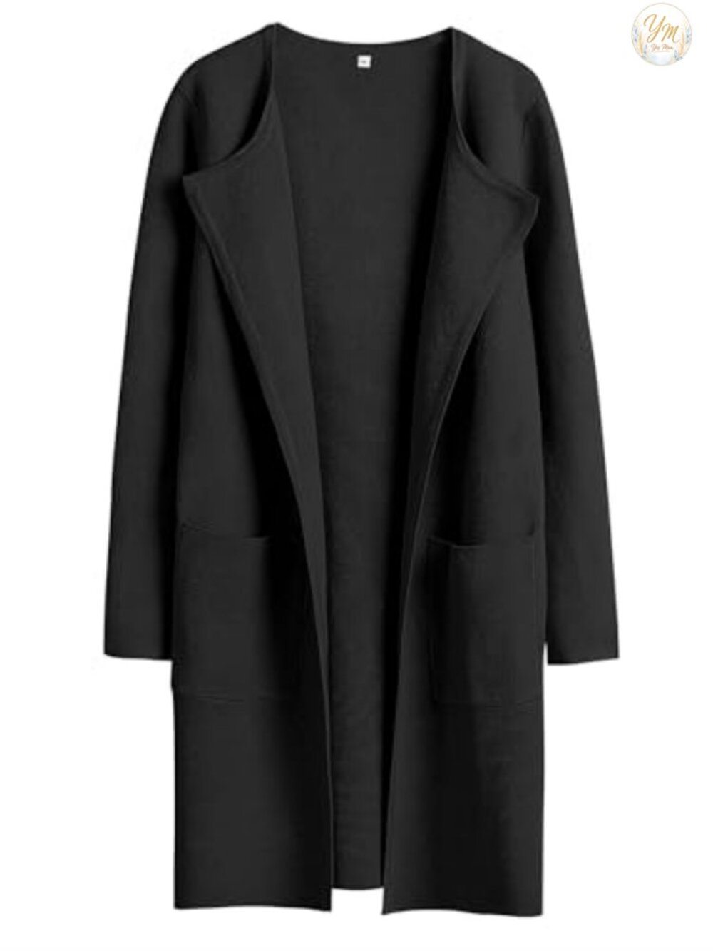 Women's Open Front Cardigan Long Sleeve Mid Length Knit Coatigan with Pockets